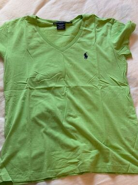 Polo Ralph Lauren Cotton Vneck Tshirt - Green Navy - S